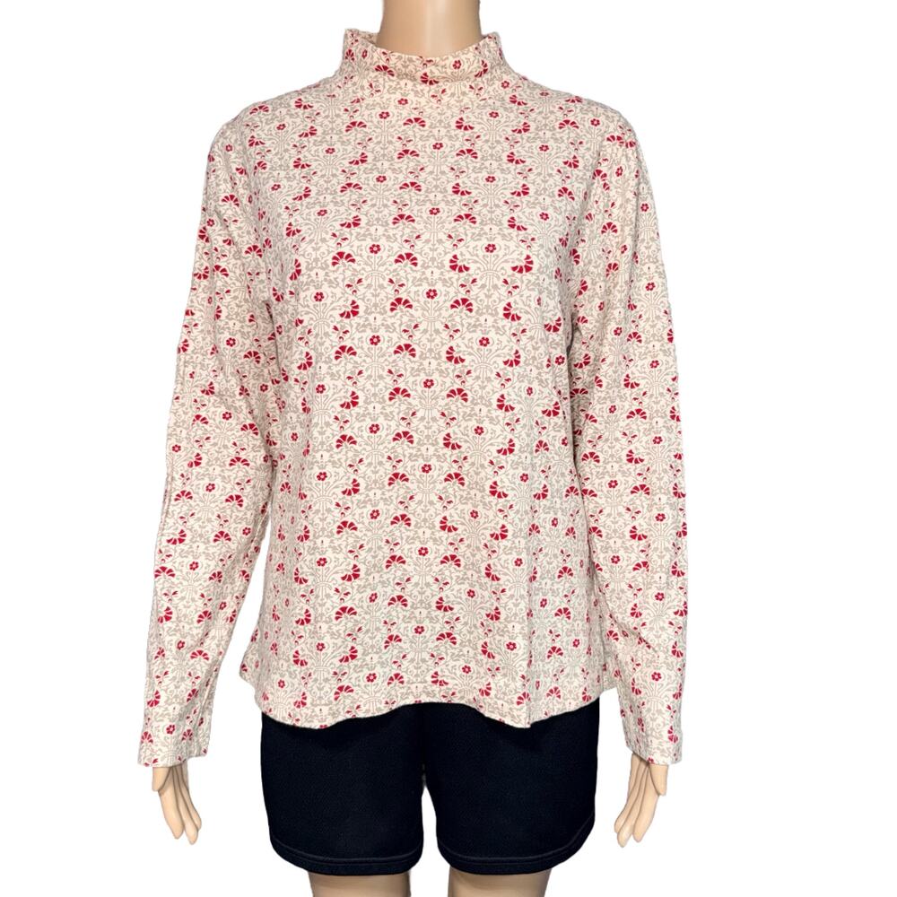 Croft & Barrow Womens T Shirt Top Long Sleeve Mock Neck Floral Print Petite Med